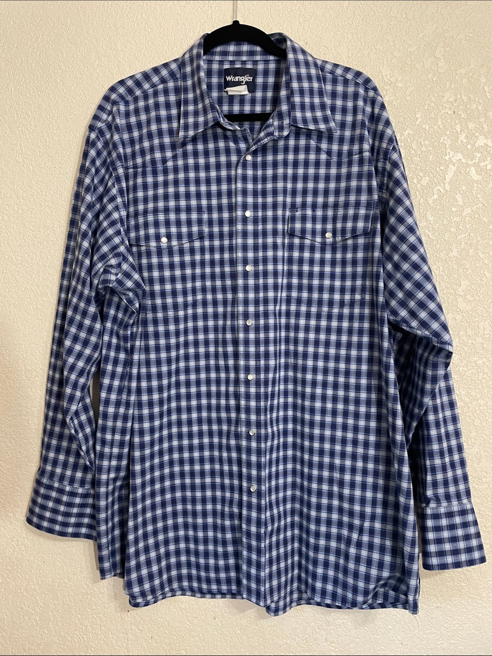 Vintage Wrangler Blue and White Plaid Shirt